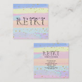 ** REIKI Ivy Typography Pastel Stripes Glitter Vierkante Visitekaartje (Voorkant / Achterkant)