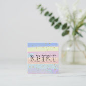 ** REIKI Ivy Typography Pastel Stripes Glitter Vierkante Visitekaartje (Staand voorkant)