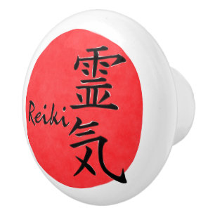 Reiki-kalligrafie en woord 1 keramische knop
