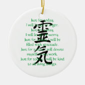 Reiki Kanji en Precepts met Usui Keramisch Ornament (Voorkant)