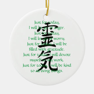 Reiki Kanji en Precepts met Usui Keramisch Ornament