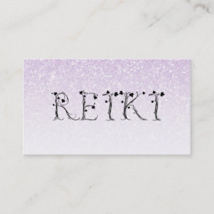 *~*  REIKI Klimop Typografie Lavendel Glitter Visitekaartje
