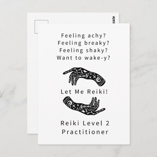 Reiki Level 2 Practitioner Riddle en Hands White Briefkaart (Voorkant / Achterkant)