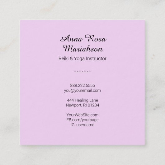 *~* Reiki Lotus Moon Energy Healer Yoga Nirvana Vierkante Visitekaartje (Achterkant)
