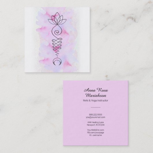 *~* Reiki Lotus Moon Energy Healer Yoga Nirvana Vierkante Visitekaartje (Voorkant / Achterkant)