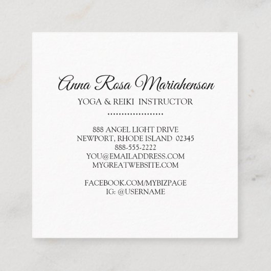 *~* Reiki Massage Energy Healing Sparkle Rays Vierkante Visitekaartje (Achterkant)