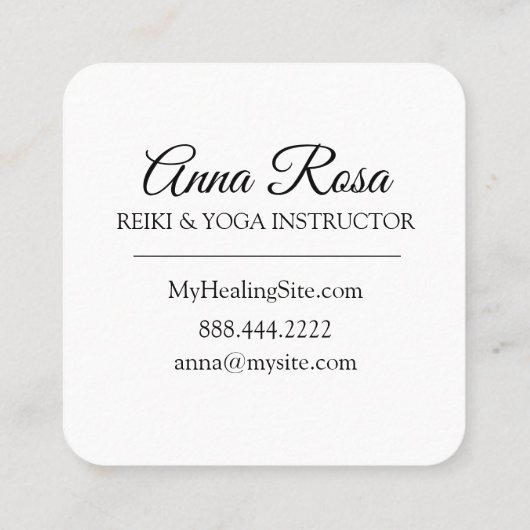 *~* Reiki — Massage Energy Rays Vierkante Visitekaartje (Achterkant)