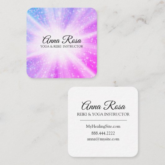 *~* Reiki — Massage Energy Rays Vierkante Visitekaartje (Voorkant / Achterkant)