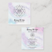 *~* Reiki Massage Pastel Sacred Geometry Yoga Vierkante Visitekaartje (Voorkant / Achterkant)