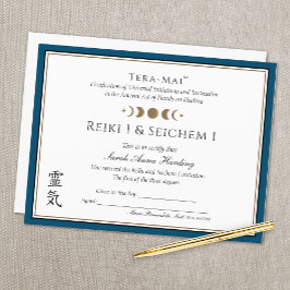 Reiki Master Certificate of Completion Award