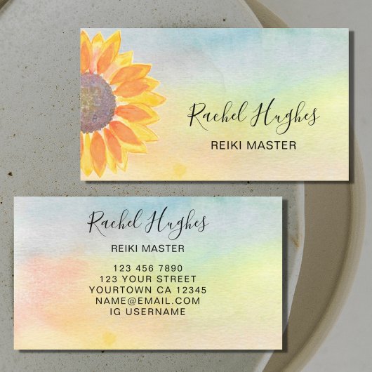 Reiki Master Colorful Sunflower Visitekaartje