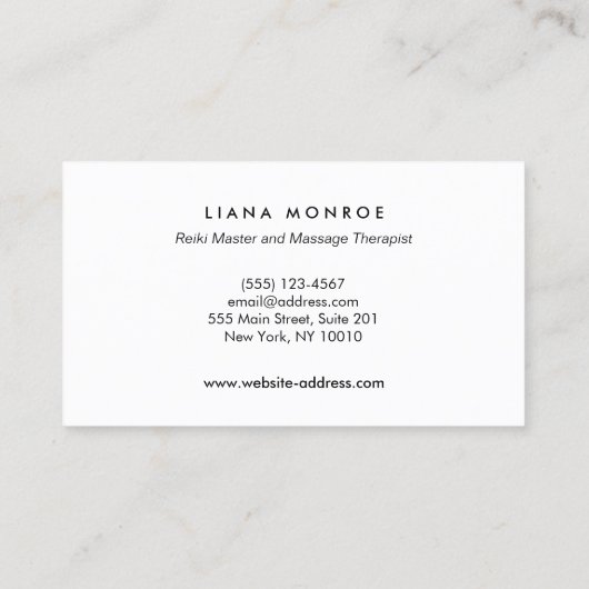 Reiki Master en Yoga Instructor Chakra Lotus Visitekaartje (Achterkant)