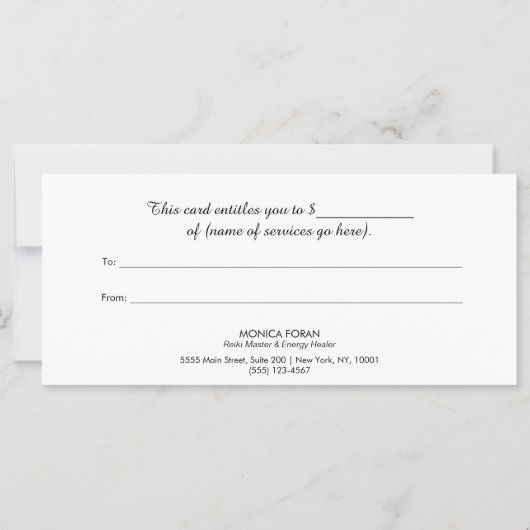 Reiki Master & Energy Healer Cadeaubon (Achterkant)