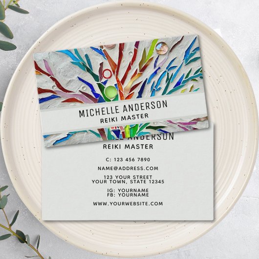 Reiki Master Energy Healer Kleurrijk Visitekaartje