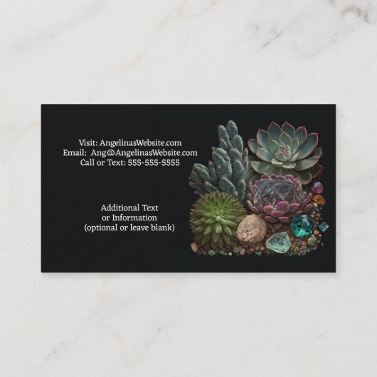 Reiki Master Energy Worker Succulents Cristals Visitekaartje (Achterkant)