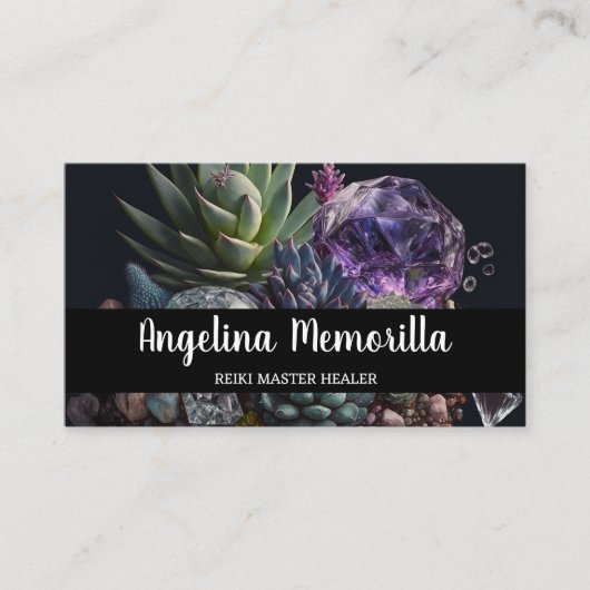 Reiki Master Energy Worker Succulents Cristals Visitekaartje (Voorkant)