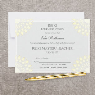 Reiki Master Lotus Certificate of Completion Award Kaart