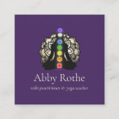 Reiki Master met Chakras Paarse Vierkante Visitekaartje (Voorkant)
