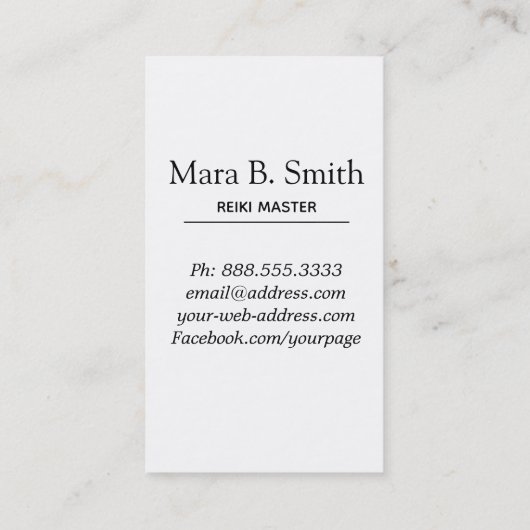 *~* Reiki Master Practitioner Sacred Geometry Visitekaartje (Achterkant)