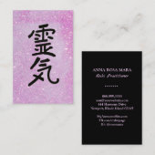*~* Reiki Master Practitioner Symbol Roze Glitter Visitekaartje (Voorkant / Achterkant)