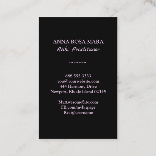 *~* Reiki Master Practitioner Symbol Roze Glitter Visitekaartje (Achterkant)