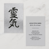 *~* Reiki Master Practitioner Symbol Silver Grey Visitekaartje (Voorkant / Achterkant)
