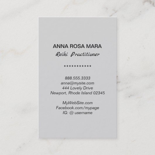 *~* Reiki Master Practitioner Symbol Silver Grey Visitekaartje (Achterkant)