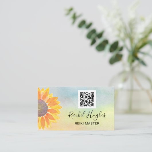 Reiki Master QR Code Colorful Visitekaartje (Staand voorkant)