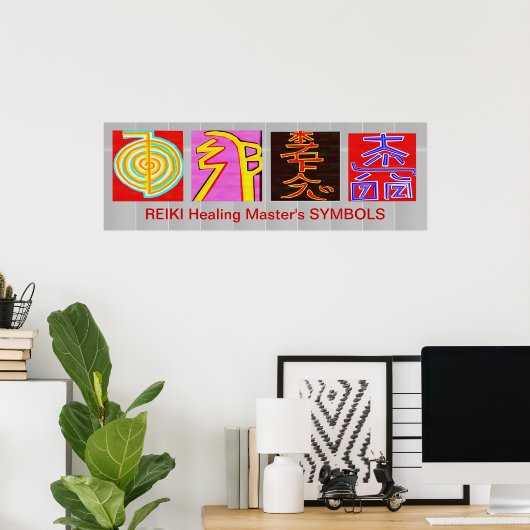 REIKI Master Symbols - OmMANTRA Base Poster (Thuiskantoor)