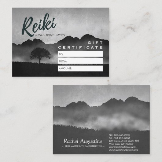 Reiki Master Yoga Instructor Cadeaubon Kaart Kortingskaartje (Voorkant / Achterkant)