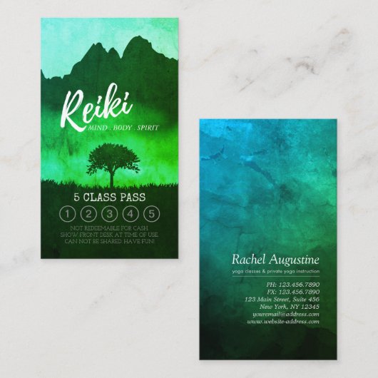 Reiki Master Yoga Mediation 5 Class Pass Loyalty (Voorkant / Achterkant)