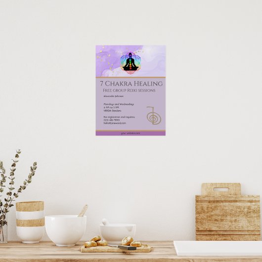 Reiki Master Zen Lavender Chakra Energy Healer Poster (Keuken)