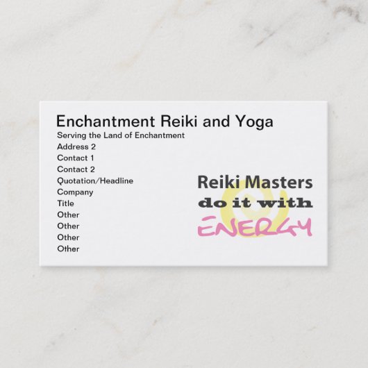 Reiki Masters doen het met energie Afsprakenkaartje (Voorkant)