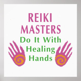 Reiki Masters doen het met helende handen Poster