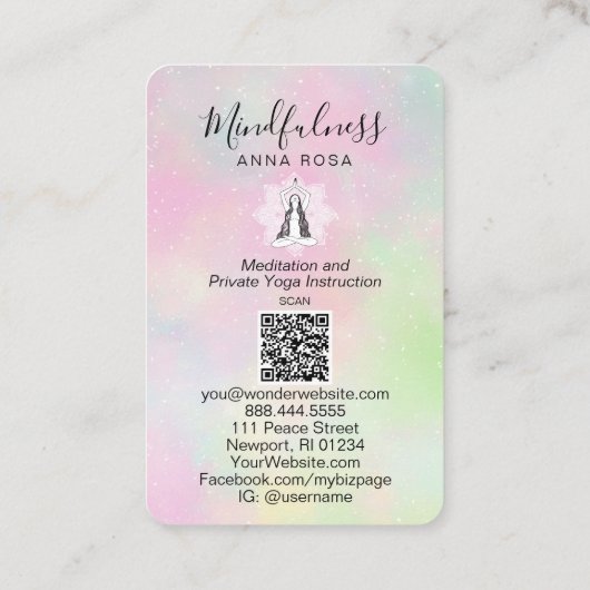 *~*Reiki Meditatie Mindfulness QR Mandala Godin Visitekaartje (Achterkant)