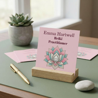 Reiki Meester Teal Groene Lotus Mandala Kunst Well Vierkante Visitekaartje