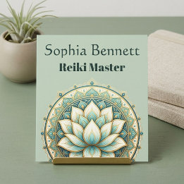 Reiki Meester Teal Groene Lotus Mandala Kunst Welz Vierkante Visitekaartje