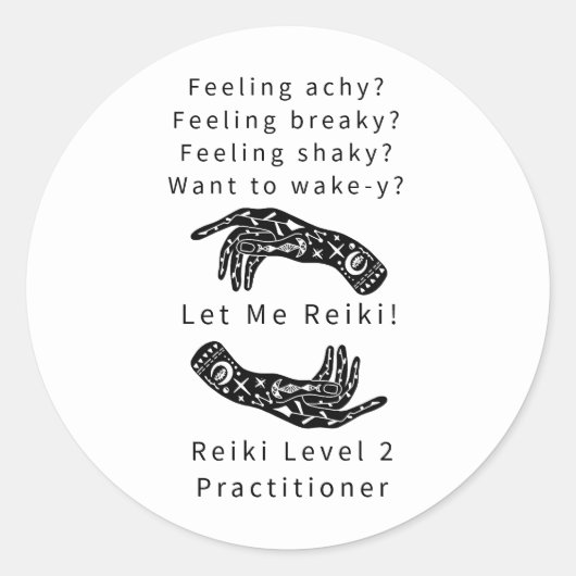 Reiki Niveau 2 Praktijkzaal en handen Ronde Sticker (Voorkant)