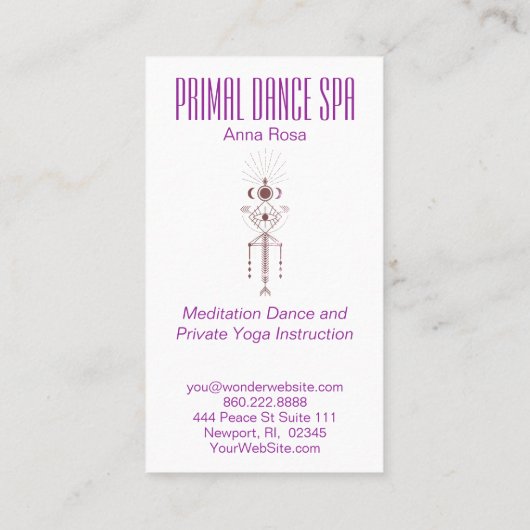 ** Reiki Oranje Paarse Tribal Azteekse Primal Visitekaartje (Achterkant)