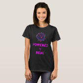 *~* REIKI Pink Paars Crystal Sphere Women Black T-shirt (Voorkant volledig)