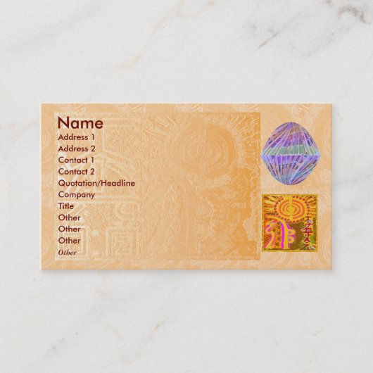 REIKI Practioner - Symbool in Paarse kristallen Visitekaartje (Voorkant)