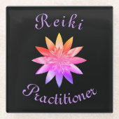 Reiki Practitioner Glazen Onderzetter (Voorkant)