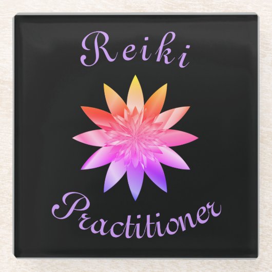 Reiki Practitioner Glazen Onderzetter (Voorkant)