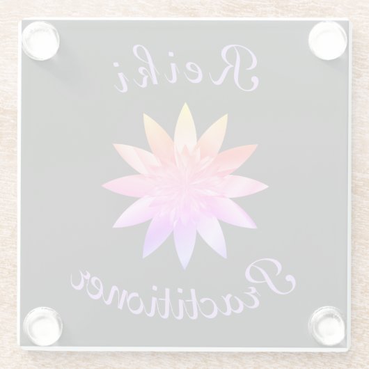 Reiki Practitioner Glazen Onderzetter (Achterkant)