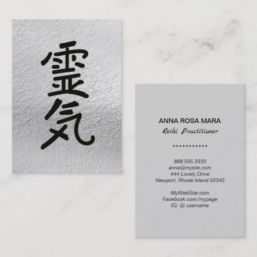 *~* Reiki Practitioner Master Symbol Silver Grey Visitekaartje (Voorkant / Achterkant)