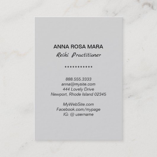 *~* Reiki Practitioner Master Symbol Silver Grey Visitekaartje (Achterkant)