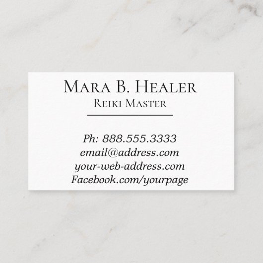 ** Reiki Practitioner of Master Energy Healer Visitekaartje (Achterkant)