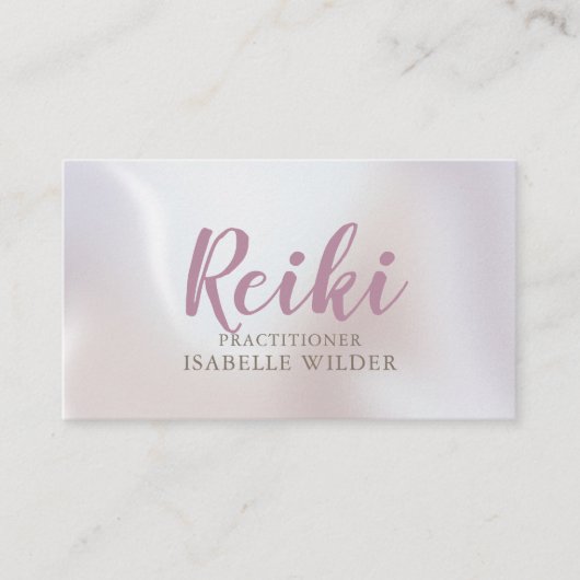 Reiki Practitioner Script Irisdescent Pearl Visitekaartje (Voorkant)