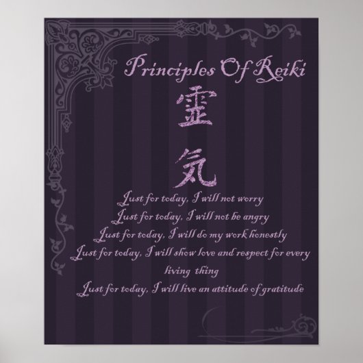 Reiki principes alleen voor vandaag en symbool poster (Voorkant)