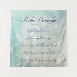 Reiki Principes Bleek blauw ontwerp Wandkleed